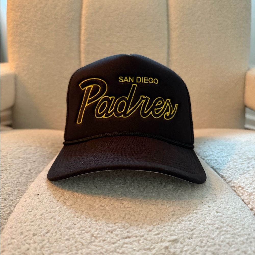 San Diego Padres Mitchell & Ness Script Trucker Hat